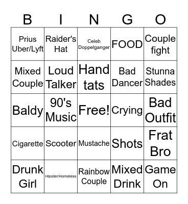 Oakland People Watching Bingo Card