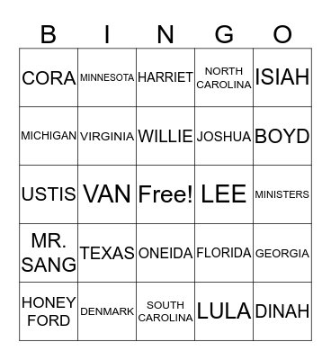 OLIVER ODOM FAMILY PICNIC Bingo Card