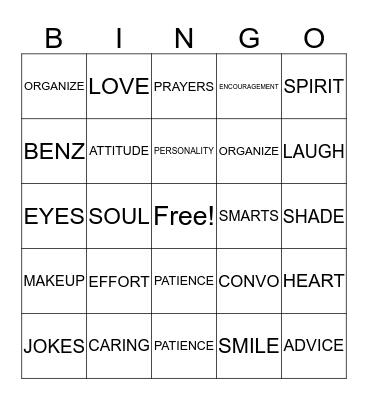 THINGS WE LOVE ABOUT CHRISTA Bingo Card