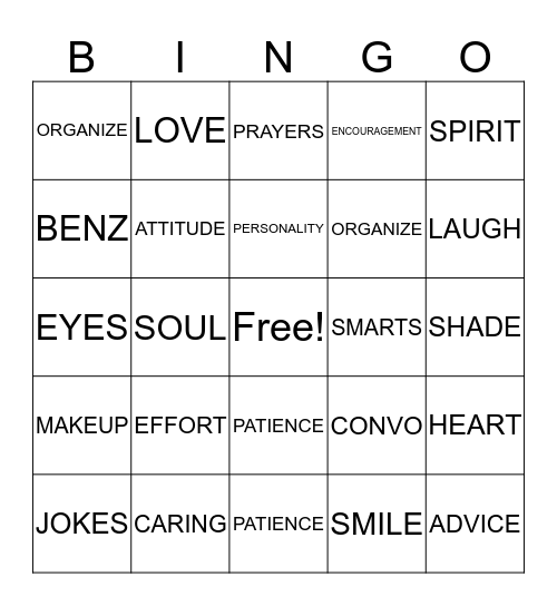 THINGS WE LOVE ABOUT CHRISTA Bingo Card