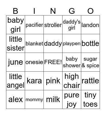 Kara Lynn Bingo Card