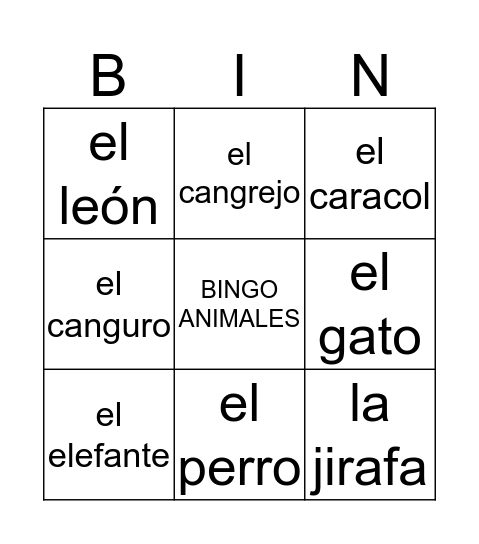 Adivina Adivinanza Bingo Card