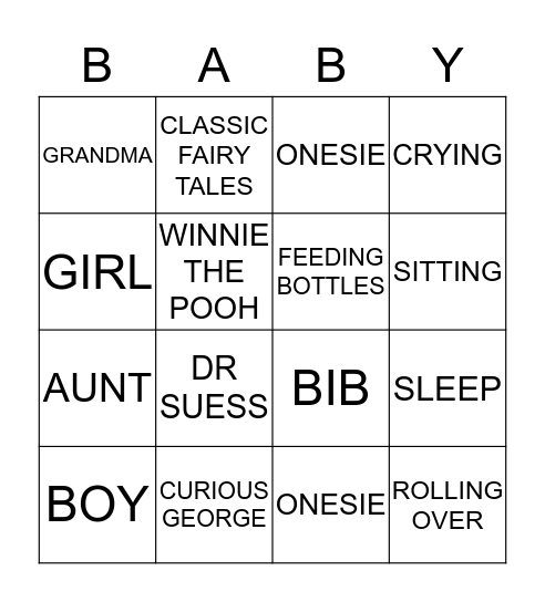 BABY BINGO Card