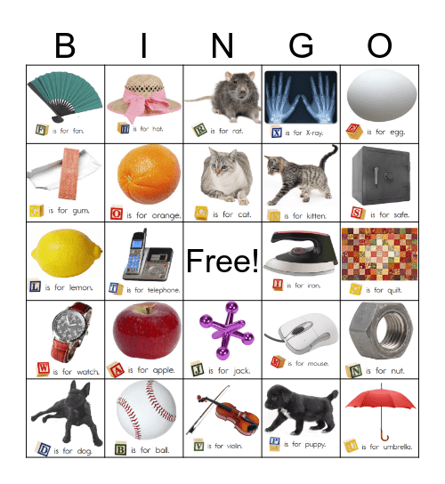 A-Z Bingo Card