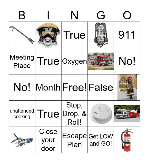 Fire Safety BINGO Card