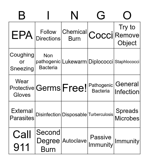 Salon Ecology Bingo Card