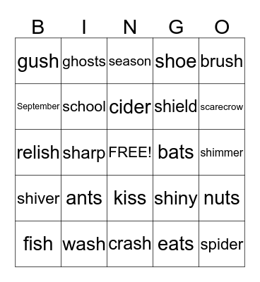 sssss and shhhhhh Bingo Card