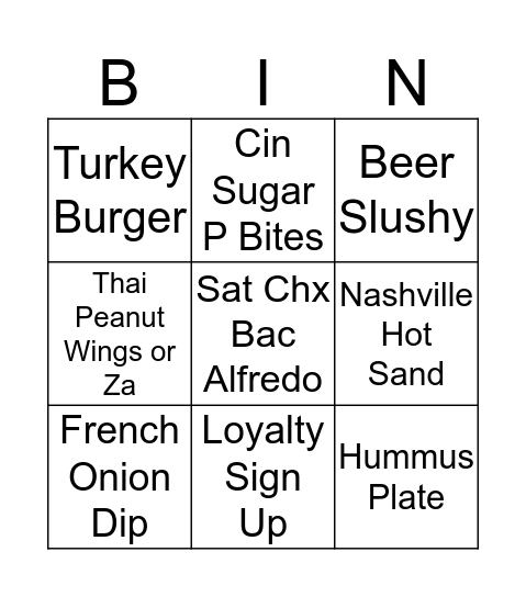 NTH  Bingo Card