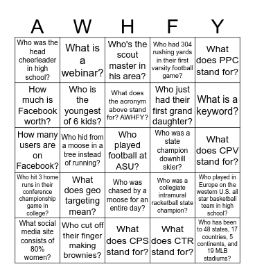 CONSULTANT & INTERNET BINGO Card