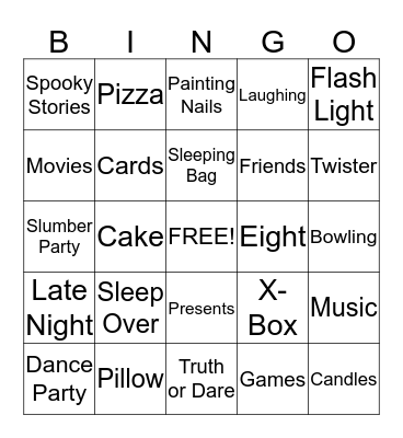 Birthday Party Bingo Card