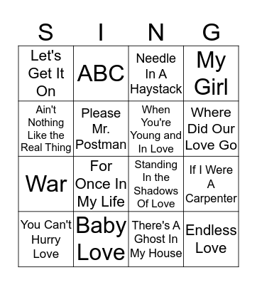 MOTOWN Bingo Card