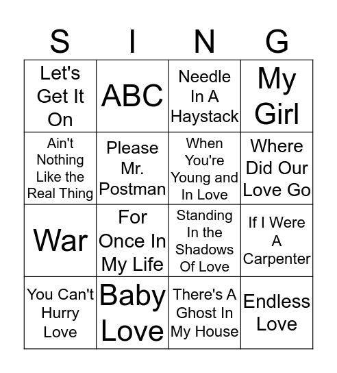 MOTOWN Bingo Card