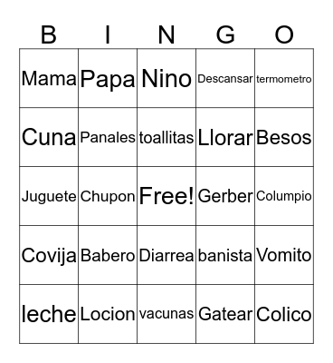 Baby Shower Bingo Card