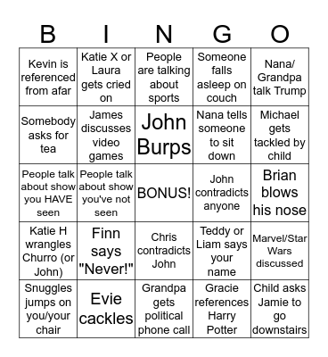 GOLDEN GIRLS/SWEENEY BINGO Card