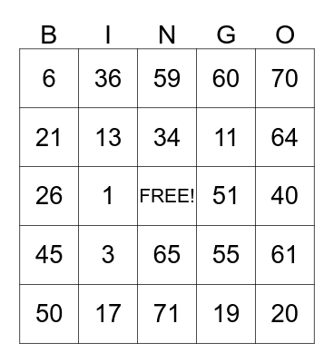 BIRTHDAY BINGO Card