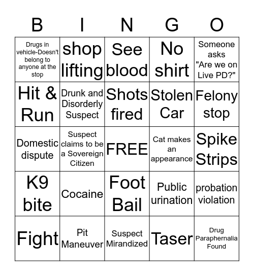 sobriety Bingo Card