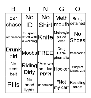 sobriety Bingo Card