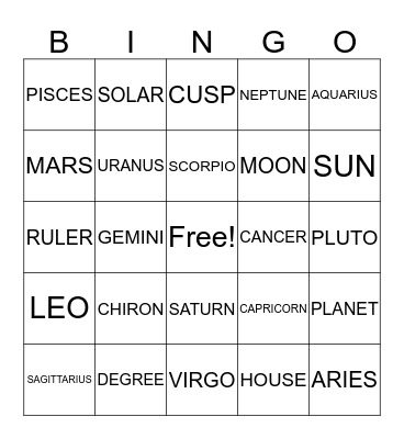 ASTRO Bingo Card