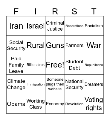 Debates Bingo Card