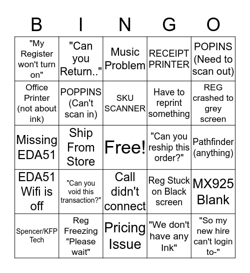 ASD BINGO (Store Edition) Bingo Card