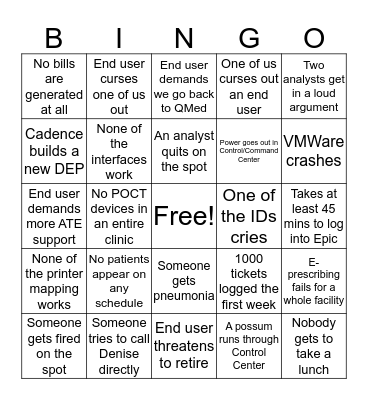 Go Live Bingo Card