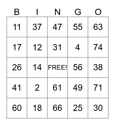 BIRTHDAY BINGO Card