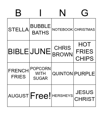 BRIDE TO BE FAVORITES Bingo Card