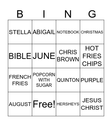 BRIDE TO BE FAVORITES Bingo Card