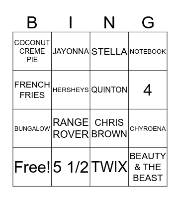 BRIDE TO BE FAVORITES Bingo Card