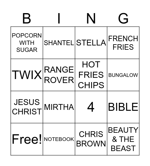 BRIDE TO BE FAVORITES Bingo Card