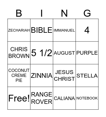 BRIDE TO BE FAVORITES Bingo Card