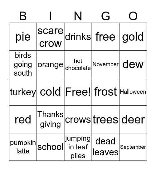 FALL  Bingo Card