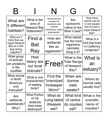 Nature Bingo Card