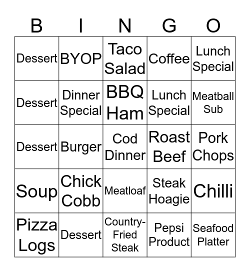 Server Bingo  Name:____________ Bingo Card