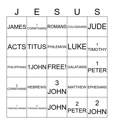 BIBLE Bingo Card