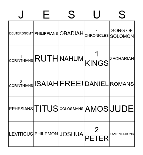 BIBLE Bingo Card