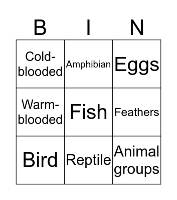 ANIMALS  Bingo Card