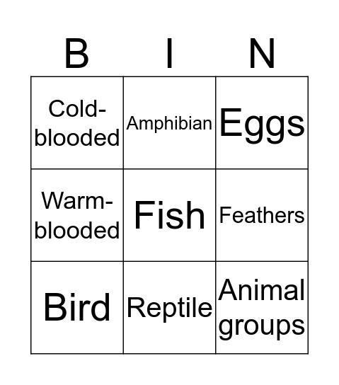 ANIMALS  Bingo Card