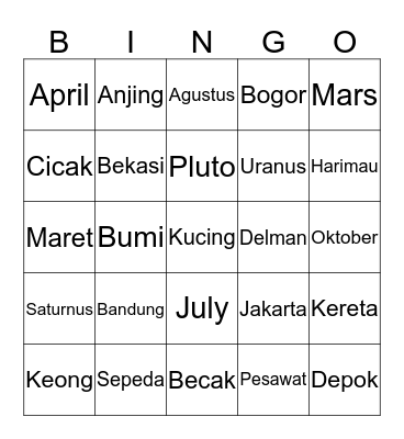 Ilhoon main bingo sama olym Bingo Card