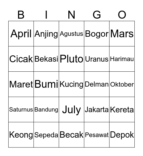 Ilhoon main bingo sama olym Bingo Card