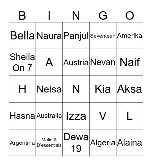 Bingo with ORBI Bingo Card