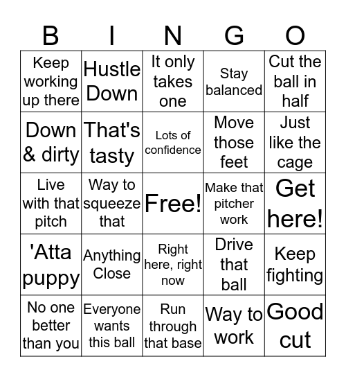 Coach Williams' Lingo Bingo Card