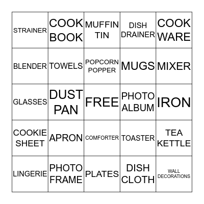 BRIDAL BINGO Card