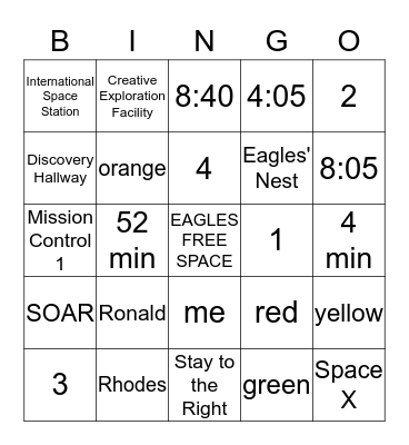 McNair Eagle Bingo Card