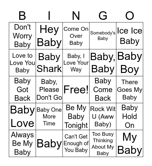 Katie's Baby Shower Bingo! Bingo Card
