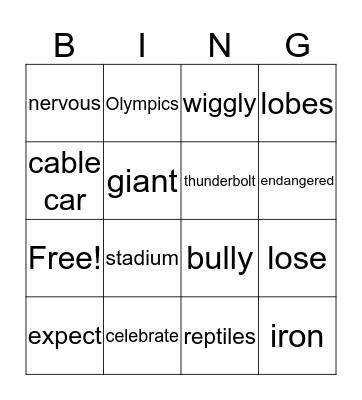 Third Grade Bingo Card