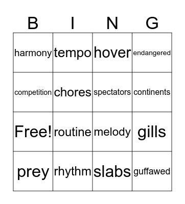 OG  Bingo Card