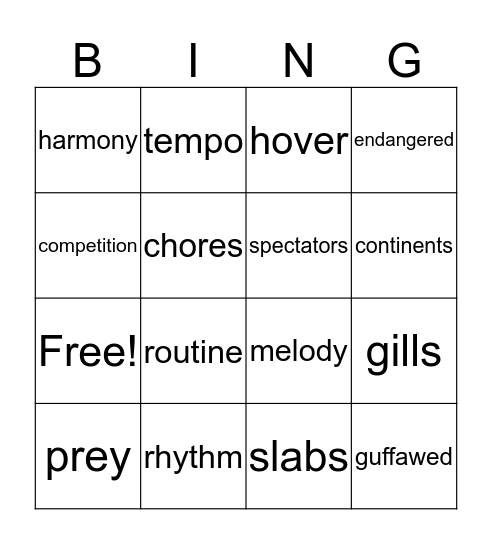 OG  Bingo Card