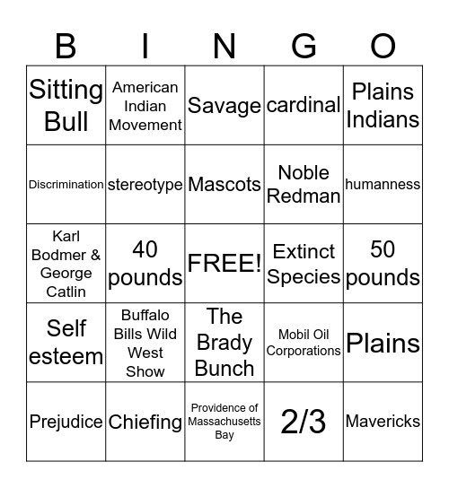 Stereotypes Bingo Card