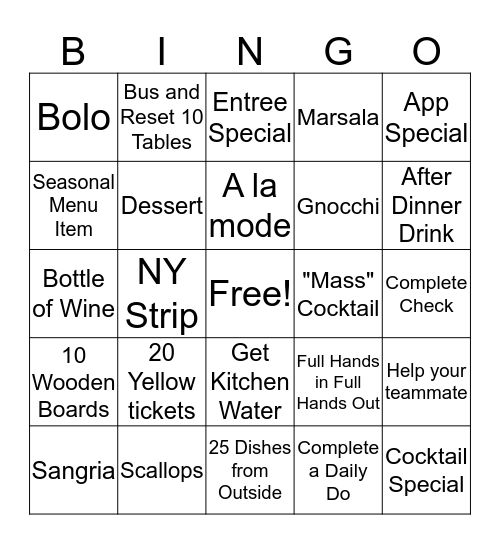 Lago Bingo Card